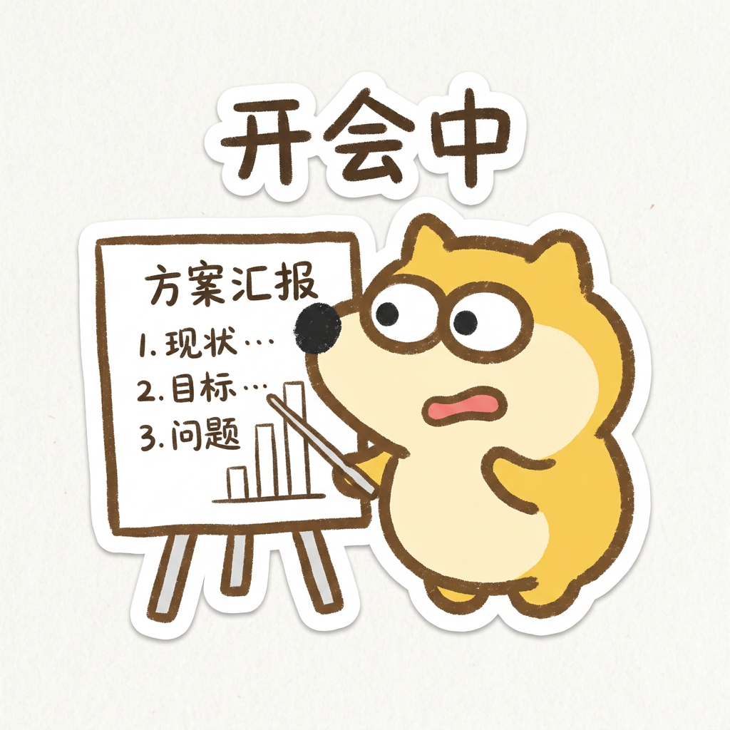 大狗正在会议中讲解方案